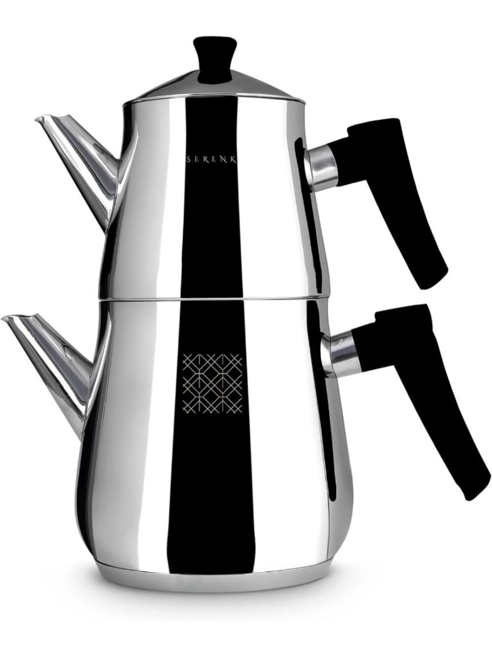 Elegant Stainless Steel Teapot Set - 1L Teapot & 2L Lower Pot, Induction Ready